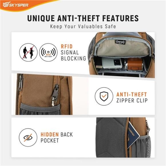 Sling Bag RFID CrossBody Bag Taupe - Picture 2 of 6